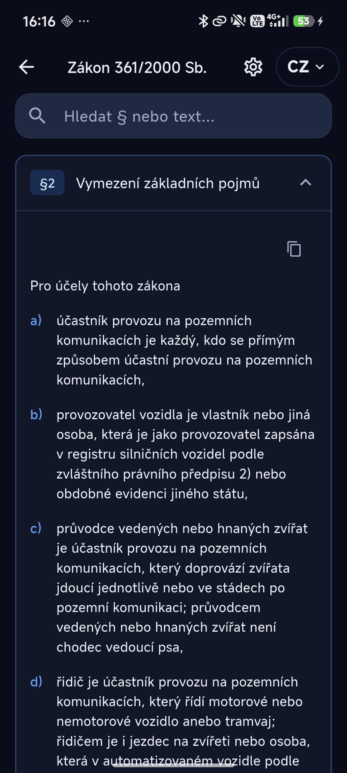 Zákon 361/2000 Sb. v aplikaci Cestiq