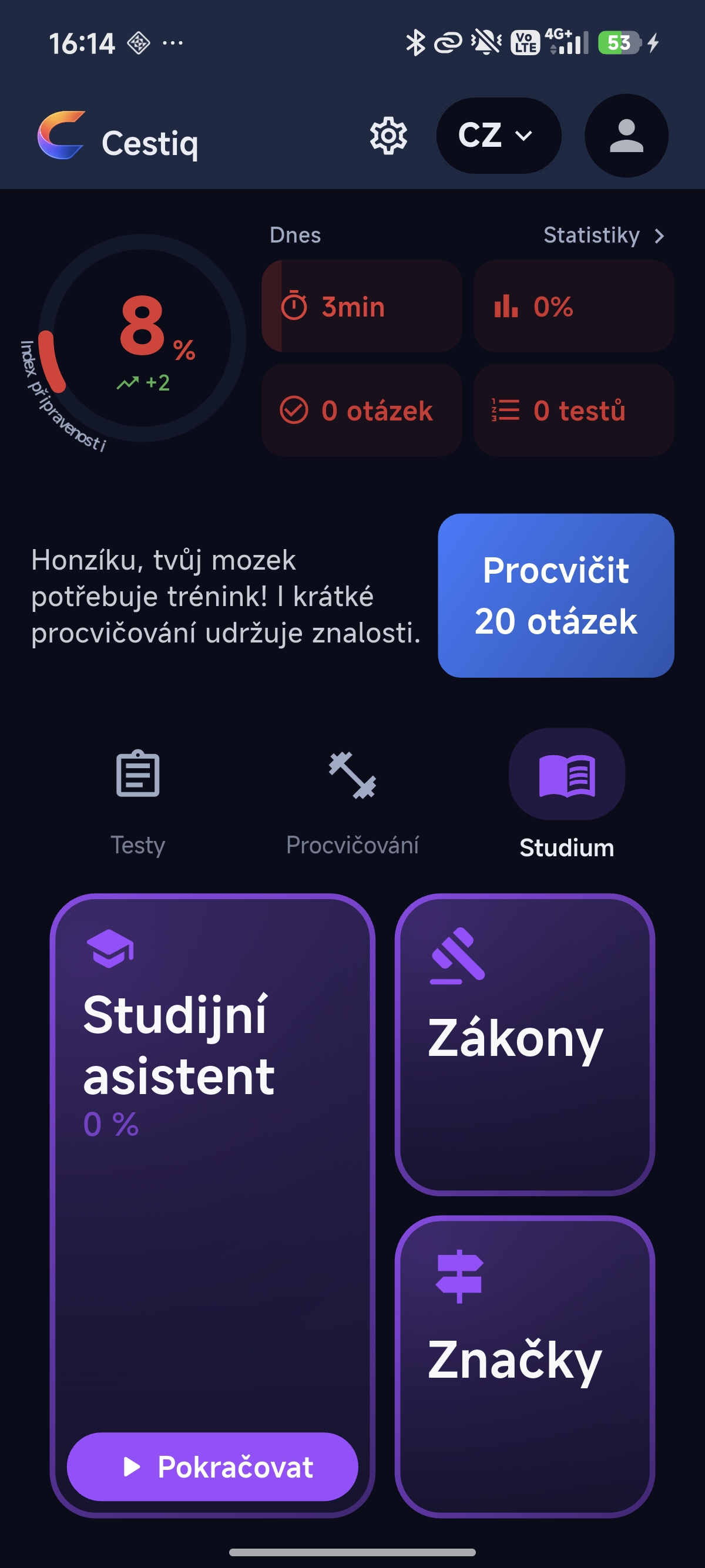 Studijní modul s lekcemi a zákony